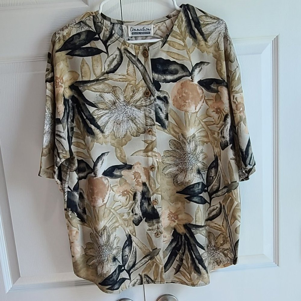 Floral Connections Related Separates Vintage Blouse, Size unknown